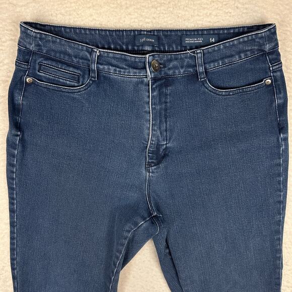 J Jill Womens Size 14 Premium Flex High Rise Denim Legging Deep Marine Wash Blue - Picture 2 of 10